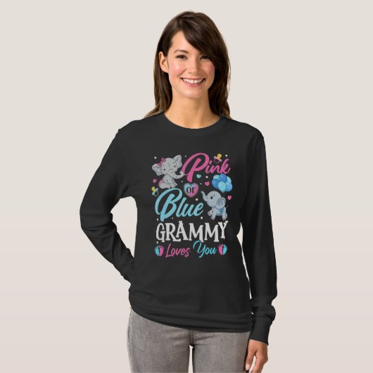 Elephant Blue Pink Grammy houdt van je Zwangerscha T-shirt (Voorkant volledig)