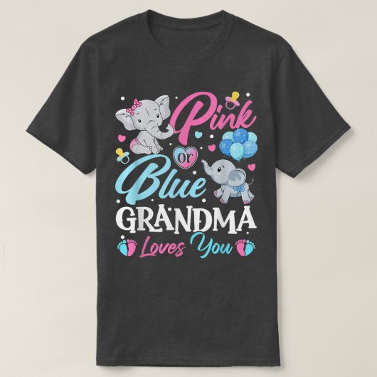 Elephant Blue Pink Grandma houdt van je zwangersch T-shirt (Design voorkant)