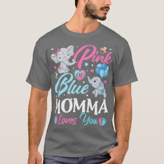 Elephant Blue Pink Momma houdt van je zwangerschap T-shirt