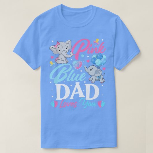 Elephant Blue Pink Pap houdt van je Zwangerschap T-shirt (Design voorkant)