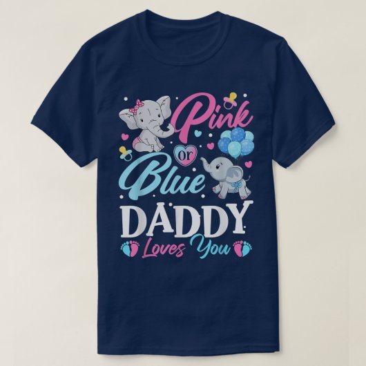 Elephant Blue Pink papa houdt van je Zwangerschap  T-shirt (Design voorkant)