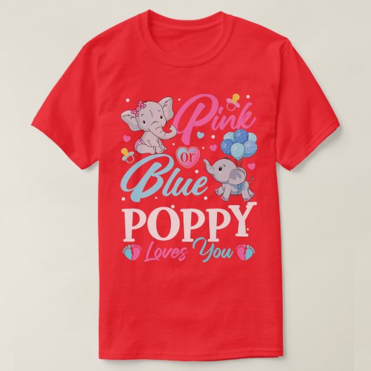 Elephant Blue Pink Poppy houdt van je zwangerschap T-shirt (Design voorkant)