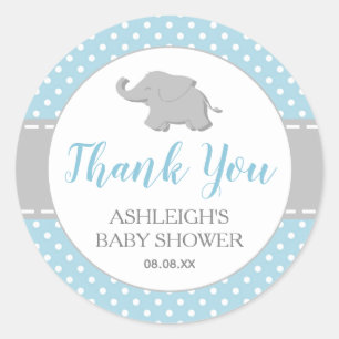Elephant Blue Polka Dot Boy Baby shower Ronde Sticker