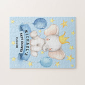 Elephant Blue Stars Baby shower Ribbon Game Legpuzzel (Horizontaal)