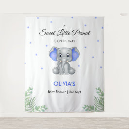 Elephant Blue Stars Boy Baby shower Achtergrond Wandkleed