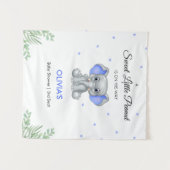 Elephant Blue Stars Boy Baby shower Achtergrond Wandkleed (Voorkant (horizontaal))