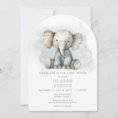 Elephant Blue Striped Arch Baby shower Kaart (Voorkant)