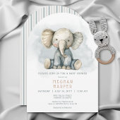 Elephant Blue Striped Arch Baby shower Kaart