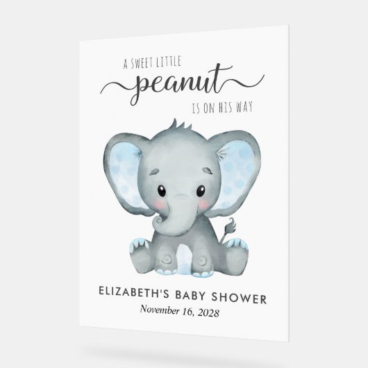 Elephant Blue Waterverf Baby Boy Shower Acryl Bord (Hoek)