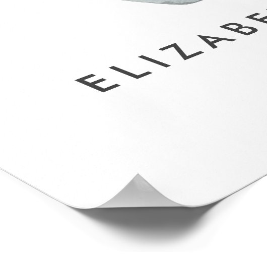 Elephant Blue Waterverf Baby Jongensdouche Welkom Poster (Hoek)