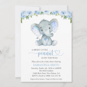 Elephant, Blue Waterverf Flowers, Baby shower Kaart (Voorkant)