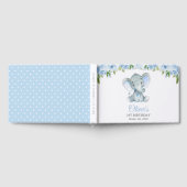 Elephant, Blue Waterverf Flowers, First Birthday Gastenboek (Volledig)