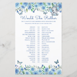 Elephant Blue zou ze liever Baby shower spel