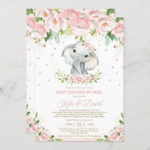 Elephant Blush Floral Virtual Baby shower by Mail