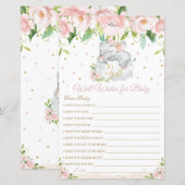 Elephant Blush Floral wil Baby Kaart (Voorkant / Achterkant)