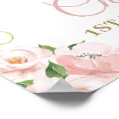 Elephant Blush Pink Floral 1e verjaardag Welkom Poster (Hoek)
