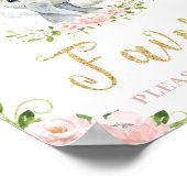 Elephant Blush Pink Floral Favors Neem één teken Poster (Hoek)