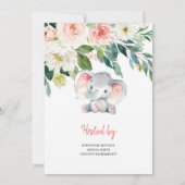 Elephant Blush Pink Floral Rustic Het is een meisj Kaart (Achterkant)