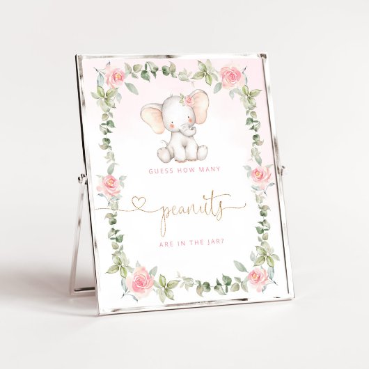 Elephant blush roze Raad hoeveel pinda's Poster