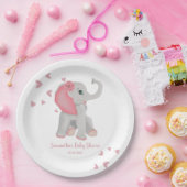 Elephant Blush Roze Waterverf Girl Baby shower P Papieren Bordje (Feest)