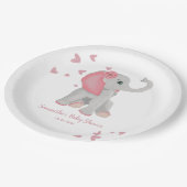 Elephant Blush Roze Waterverf Girl Baby shower P Papieren Bordje (Gekanteld)