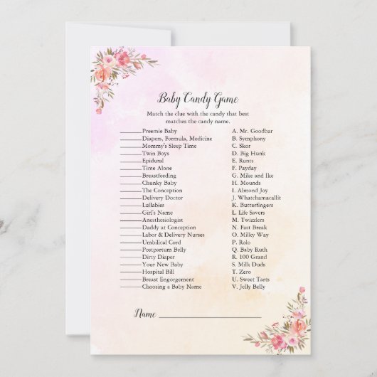 Elephant Boho Chic Baby shower Snoep Kaart (Voorkant)