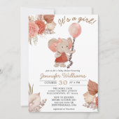 Elephant Boho Floral Baby shower Girl Kaart (Voorkant)