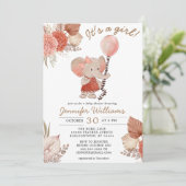 Elephant Boho Floral Baby shower Girl Kaart (Staand voorkant)