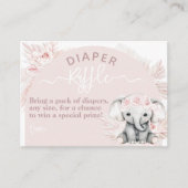 Elephant Boho Floral Pink Baby shower diaper Informatiekaartje (Voorkant)