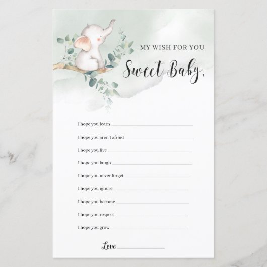 Elephant boho greenery wenst de baby wedstrijd (Voorkant)