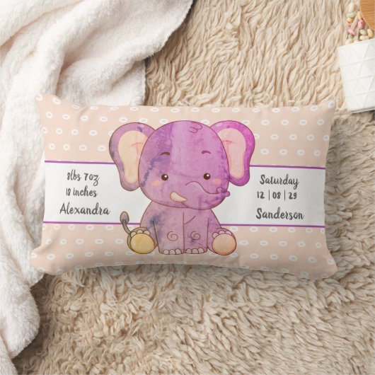 Elephant Boho Peach Pink Baby Stats Nursery Kussen (Deken)