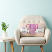 Elephant Boho Peach Pink Baby Stats Nursery Kussen (Stoel)