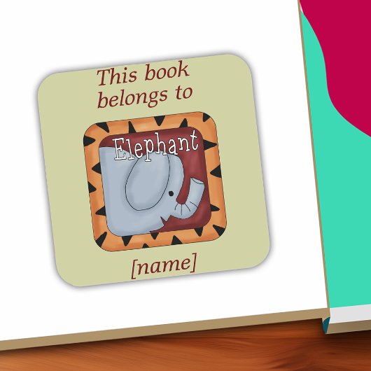 Elephant Bookplate Dit boek behoort tot de Sticker
