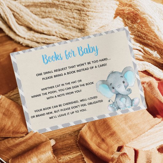 Elephant Books for Baby Card Boy Blue Informatiekaartje