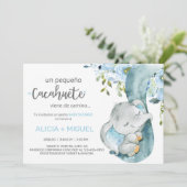 Elephant boomstam & baby, baby shower nodig, Spaan Kaart (Staand voorkant)