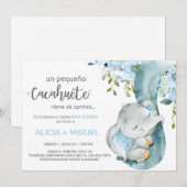 Elephant boomstam & baby, baby shower nodig, Spaan Kaart (Voorkant / Achterkant)