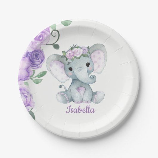 Elephant Bord for Baby shower, Birthday, paars (Voorkant)