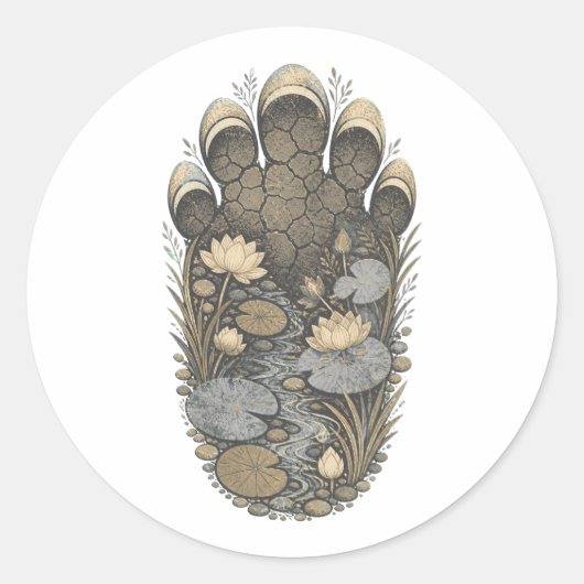 Elephant Botanical Footprint Nature Sticker (Voorkant)