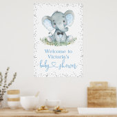 Elephant Bow Stropdas Glitter Baby shower Welkomst Poster (Keuken)