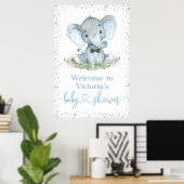 Elephant Bow Stropdas Glitter Baby shower Welkomst Poster (Thuiskantoor)