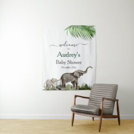 Elephant Boy Baby shower Achtergrond Welkomstbord Wandkleed
