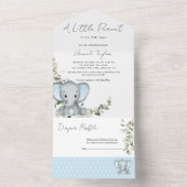 Elephant Boy Baby shower All In One Uitnodiging (Binnen)
