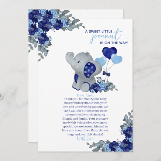 Elephant Boy Baby shower Bedankkaart (Voorkant / Achterkant)