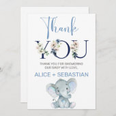 Elephant boy baby shower bedankt je kaart. kaart (Voorkant / Achterkant)