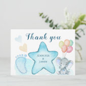 Elephant Boy Baby shower Bedankt kaarten (Staand voorkant)