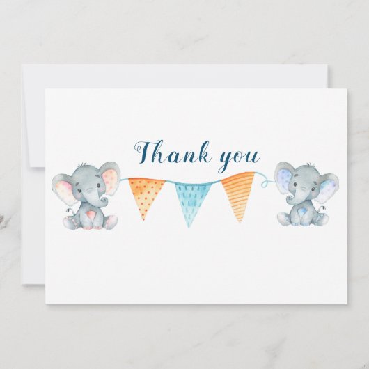 Elephant Boy Baby shower Bedankt kaarten (Achterkant)