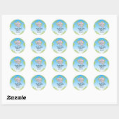 Elephant Boy Baby shower Blue Ombre Dank u Ronde Sticker (Vel)