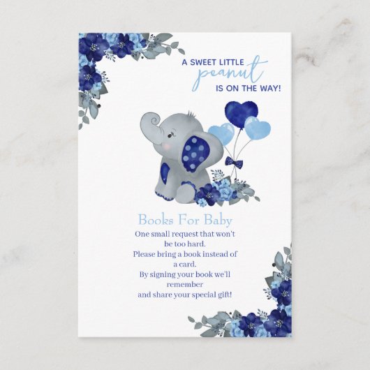 Elephant Boy Baby shower, Boeken voor Baby Informatiekaartje (Voorkant)