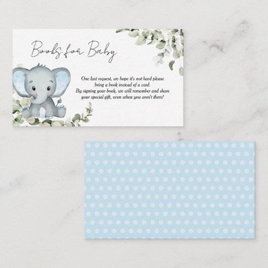 Elephant Boy Baby shower Books for Baby Informatiekaartje (Voorkant / Achterkant)