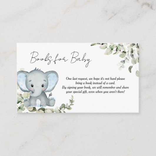Elephant Boy Baby shower Books for Baby Informatiekaartje (Voorkant)